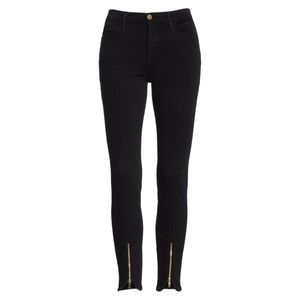 FRAME Black Front Zip Skinny Jeans size 26 NWT